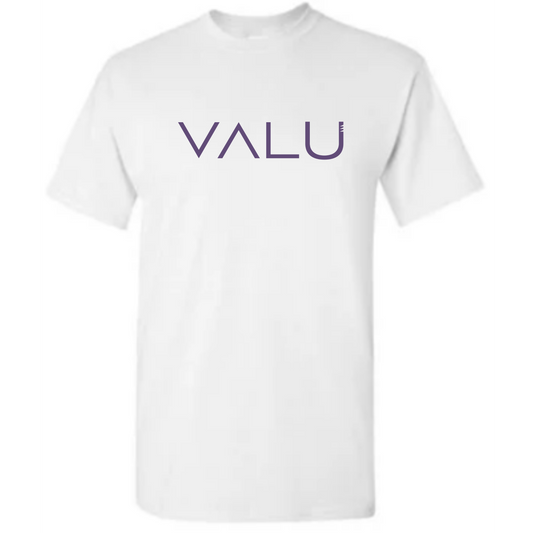 VALU original purple (on white tee)